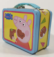 2016 Peppa Pig Eating Cake Miniature Small Embossed Tin Metal Lunch Box Container