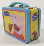 2016 Peppa Pig Eating Cake Miniature Small Embossed Tin Metal Lunch Box Container