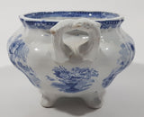 Antique c. 1850-1861 Thomas Till & Son Victorian Blue and White Royal Cottage Pattern Soup Tureen or Sugar Bowl Porcelain Dish with Handles