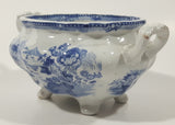 Antique c. 1850-1861 Thomas Till & Son Victorian Blue and White Royal Cottage Pattern Soup Tureen or Sugar Bowl Porcelain Dish with Handles