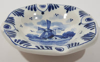 Vintage DP Delft Blue White Windmill Decor 3 3/4" Ceramic Hand Painted Ash Tray