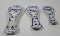 Vintage Delft Blue and White Windmill and Flower Decor Ceramic Spoon Rest Set of 3 Different Sizes