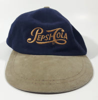 Rare Vintage AJM Headwear Pepsi Cola Dark Blue and Gold Adjustable Baseball Cap Hat