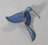 Vintage Light Blue and Purple Hummingbird 3D Leaded Stained Glass Window Sun Catcher