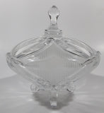 Vintage Hand Cut 24% Leaded Crystal Glass 5 3/4" Tall Tri-Footed Candy Dish Bowl with Lid Made in Yugoslavia