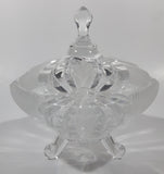 Vintage Hand Cut 24% Leaded Crystal Glass 5 3/4" Tall Tri-Footed Candy Dish Bowl with Lid Made in Yugoslavia