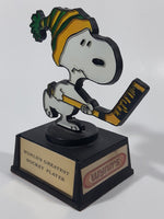 Vintage 1970s Aviva United Syndicate Features Snoopy World's Greatest Hockey Player 5" Tall Plastic Trophy with Wynn's Stickers On The Sides