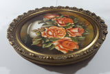 Vintage Original 1981 A. Froese Pink Rose Flower Bouquet in White Planter Vase Still Life Oil Painting Oval Shaped 19" x 23" Gold Ornate Carved Wood Frame