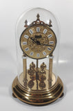 Vintage Hermle Quartz 9 1/4" Tall Plastic Dome Brass Anniversary Clock Battery Operated