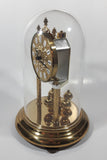 Vintage Hermle Quartz 9 1/4" Tall Plastic Dome Brass Anniversary Clock Battery Operated