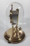 Vintage Hermle Quartz 9 1/4" Tall Plastic Dome Brass Anniversary Clock Battery Operated