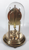 Vintage Hermle Quartz 9 1/4" Tall Plastic Dome Brass Anniversary Clock Battery Operated