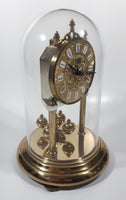 Vintage Hermle Quartz 9 1/4" Tall Plastic Dome Brass Anniversary Clock Battery Operated