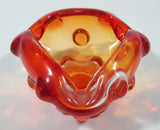 Rare Vintage Murano Style Orange and Red Large Bubbles Art Glass Triple Rest Ash Tray