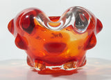 Rare Vintage Murano Style Orange and Red Large Bubbles Art Glass Triple Rest Ash Tray