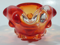 Rare Vintage Murano Style Orange and Red Large Bubbles Art Glass Triple Rest Ash Tray