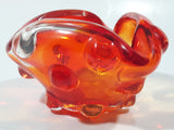 Rare Vintage Murano Style Orange and Red Large Bubbles Art Glass Triple Rest Ash Tray