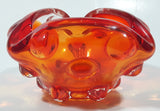 Rare Vintage Murano Style Orange and Red Large Bubbles Art Glass Triple Rest Ash Tray