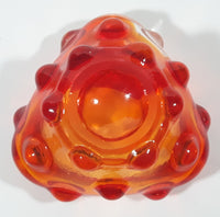 Rare Vintage Murano Style Orange and Red Large Bubbles Art Glass Triple Rest Ash Tray