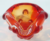 Rare Vintage Murano Style Orange and Red Large Bubbles Art Glass Triple Rest Ash Tray