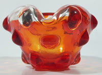 Rare Vintage Murano Style Orange and Red Large Bubbles Art Glass Triple Rest Ash Tray