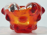 Rare Vintage Murano Style Orange and Red Large Bubbles Art Glass Triple Rest Ash Tray