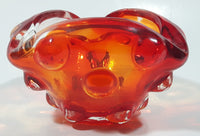 Rare Vintage Murano Style Orange and Red Large Bubbles Art Glass Triple Rest Ash Tray