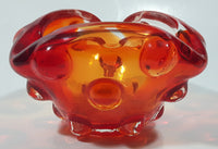 Rare Vintage Murano Style Orange and Red Large Bubbles Art Glass Triple Rest Ash Tray