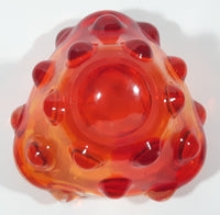 Rare Vintage Murano Style Orange and Red Large Bubbles Art Glass Triple Rest Ash Tray