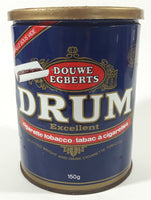 Vintage Douwe Egberts Drum Excellent Finest Cigarette Tobacco 150g Blue Tin Metal Can with Plastic Lid