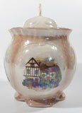 Rare Vintage Old Coach House York Woolhampton Bristol Stratford Iridescent White Peach 7 1/2" Tall Jar with Lid