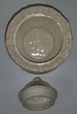 Rare Vintage Old Coach House York Woolhampton Bristol Stratford Iridescent White Peach 7 1/2" Tall Jar with Lid