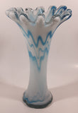 Blue and White Coral 11 1/4" Art Glass Vase