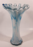 Blue and White Coral 11 1/4" Art Glass Vase