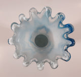 Blue and White Coral 11 1/4" Art Glass Vase