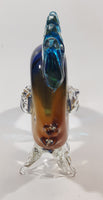 Blue Orange Black Clear Tropical Fish 7 1/4" Long Art Glass Sculpture Figurine