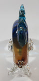 Blue Orange Black Clear Tropical Fish 7 1/4" Long Art Glass Sculpture Figurine