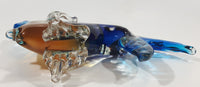 Blue Orange Black Clear Tropical Fish 7 1/4" Long Art Glass Sculpture Figurine