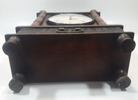 Cathedral Style 15 3/8" Tall Wood Cased Mantle Clock with Drawer