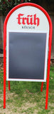 Fruh Kolsch Beer Red Metal 23" x 51" Chalkboard Sidewalk Sign