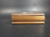 1980s Wooden Playing Card Box w/ Model-T Brass Decor - No cards