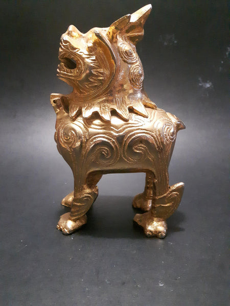 Vintage Brass Foo Dog Incense Burner w/ Hinged Head - Treasure Valley Antiques & Collectibles