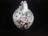 Vintage Porcelain Glass Floral Rose Woven Pattern Easter Basket Decor - Treasure Valley Antiques & Collectibles