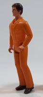 Vintage 1970s Tonka Play People Male Orange Clothing Man 3 1/2" Tall Plastic Toy Action Figure Made in Hong Kong