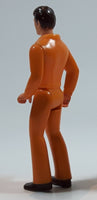 Vintage 1970s Tonka Play People Male Orange Clothing Man 3 1/2" Tall Plastic Toy Action Figure Made in Hong Kong